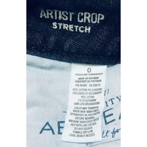 American Eagle Womens Size 0 Artist Crop Jeans Stretch Distressed Medium Wash - Picture 5 of 6